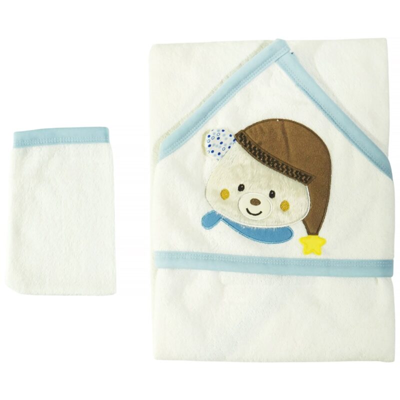 Ramel μπουρνουζοπετσέτα με γαντάκι μπάνιου (100 cm x 100 cm) «Cute Teddy»