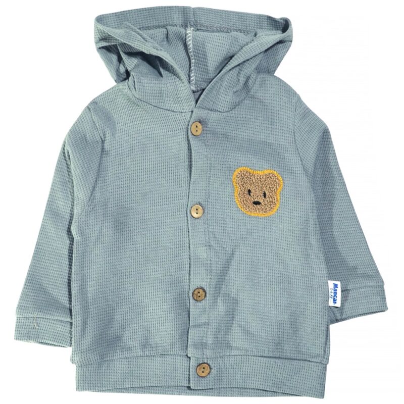 Mancar βρεφική ζακετούλα με κουκούλα από λεπτό ύφασμα «Teddy in Grey»