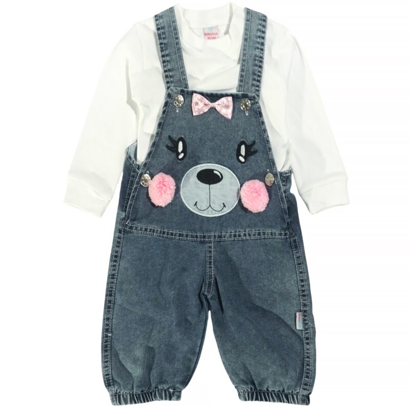 Baby Icon σετ τζιν σαλοπέτα με μπλούζα «Cute Bear»