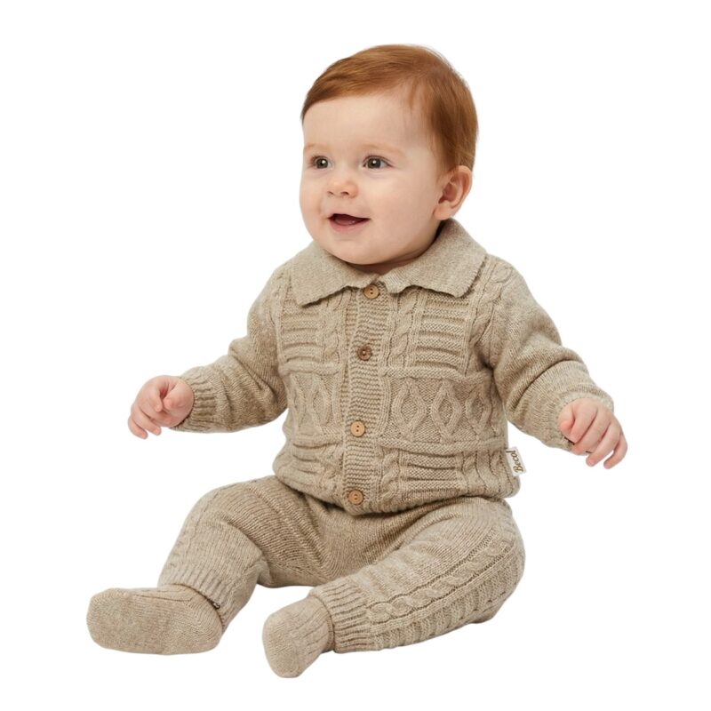 Becol βρεφικό πλεκτό σετ «Classical Brown Knit»