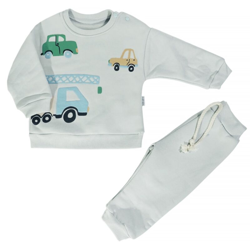 Baby Flamindo βρεφικό σετ φόρμας με χνούδι «So Many Cars»