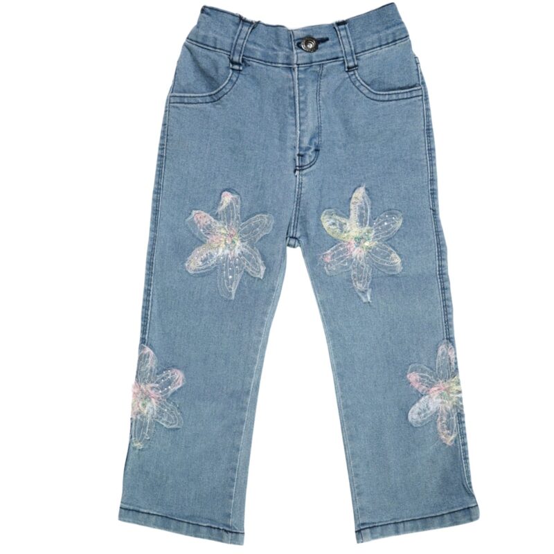 Wiki Land τζιν παντελόνι baggy «Tule Flowers»