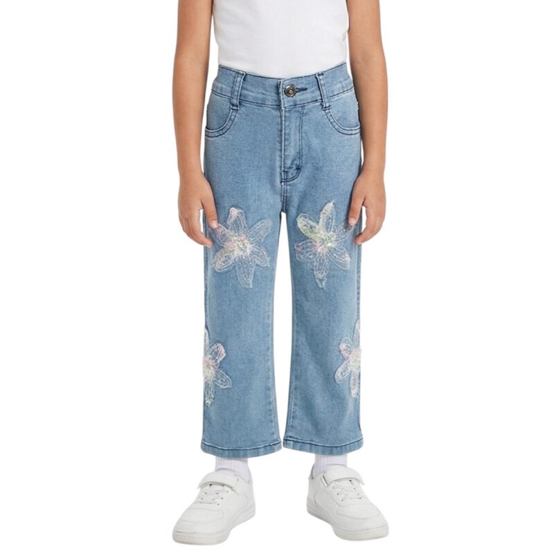 Wiki Land τζιν παντελόνι baggy «Tule Flowers»