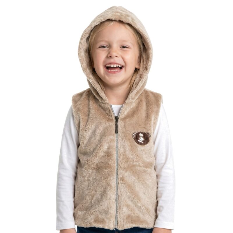 Eliss αμάνικη γούνινη ζακέτα με κουκούλα «Cool Furry»