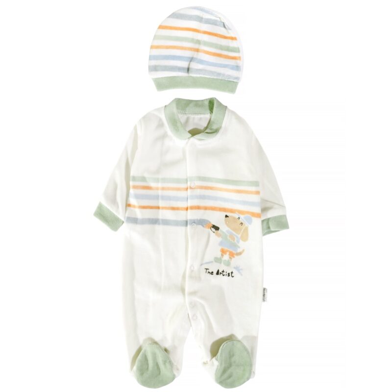 Annora Baby ολόσωμο βελουτέ φορμάκι με σκουφάκι «The Veraman Artist»