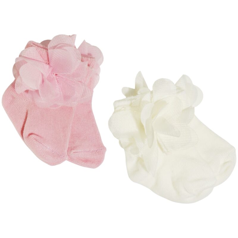 Findik Bebe ΔΥΟ ζευγάρια βρεφικές καλτσούλες «Pink Flowers»
