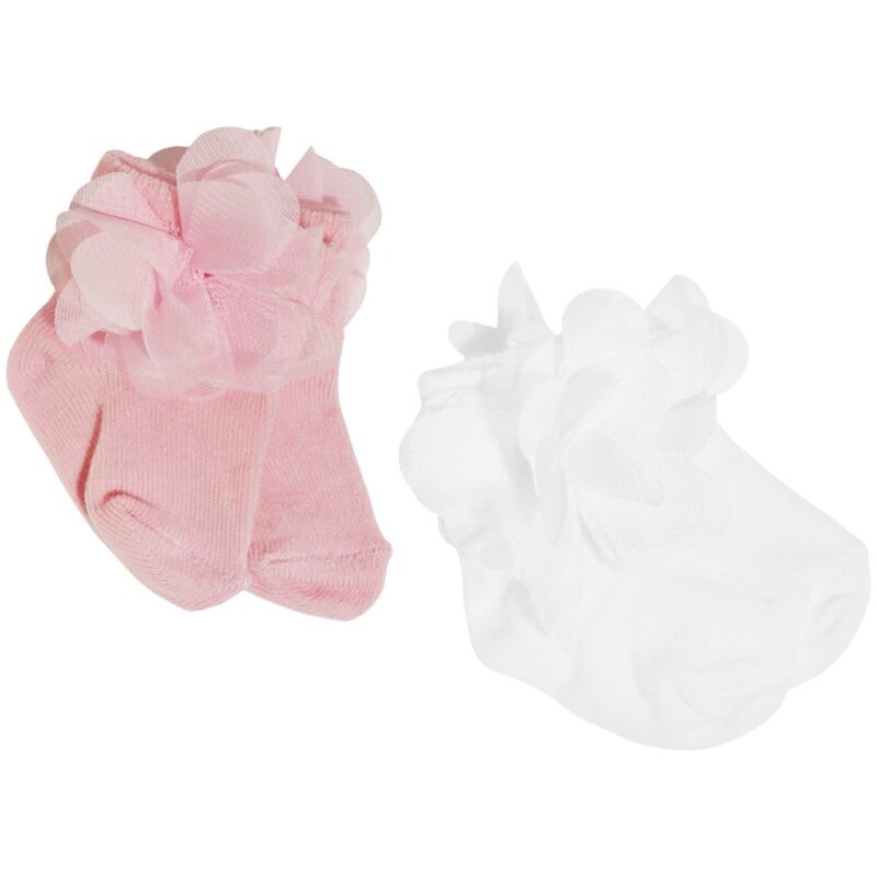 Findik Bebe ΔΥΟ ζευγάρια βρεφικές καλτσούλες «White Flowers»
