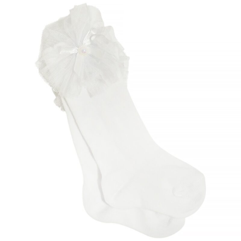 JW Baby Collection βρεφικές καλτσούλες με τούλι «White Festive»