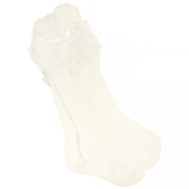 JW Baby Collection βρεφικές καλτσούλες με τούλι «Ecru Festive»