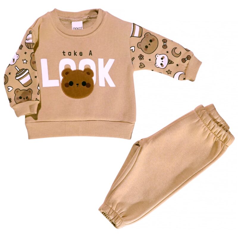 Moes βρεφικό σετ φόρμας με χνούδι «Take A Look»