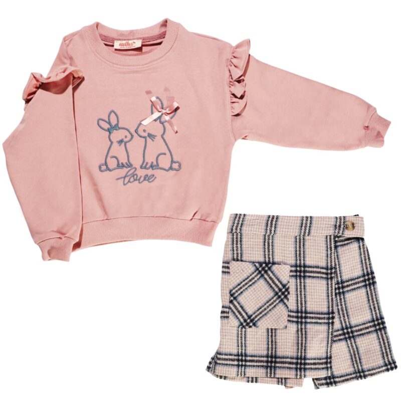 Ecolkiz σετ μπλούζα και σκορτς «Love Bunnies»