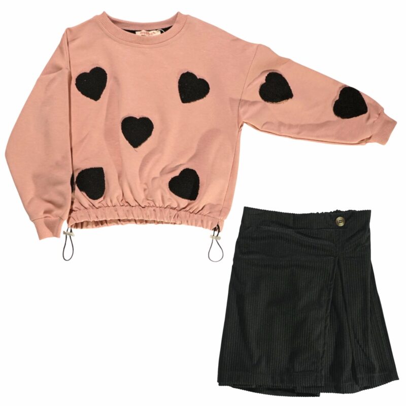 Ecolkiz σετ μπλούζα και σκόρτς «Black Hearts»