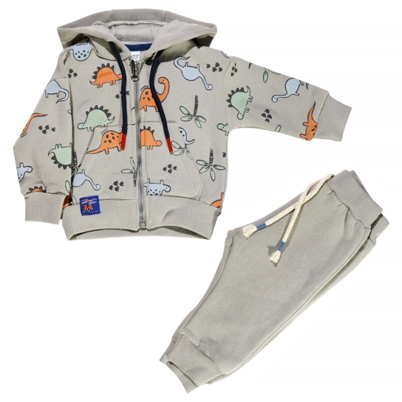 Moes βρεφικό σετ φόρμας με χνούδι «Happy Time With Dinos»