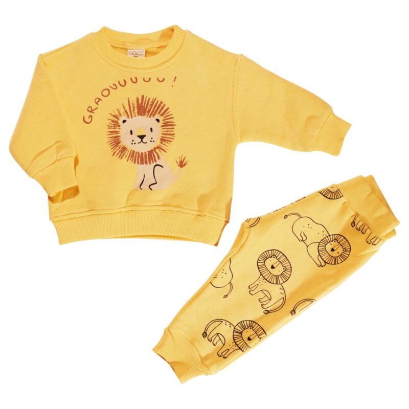 Moes βρεφικό σετ φόρμας με χνούδι «Hi Lions»