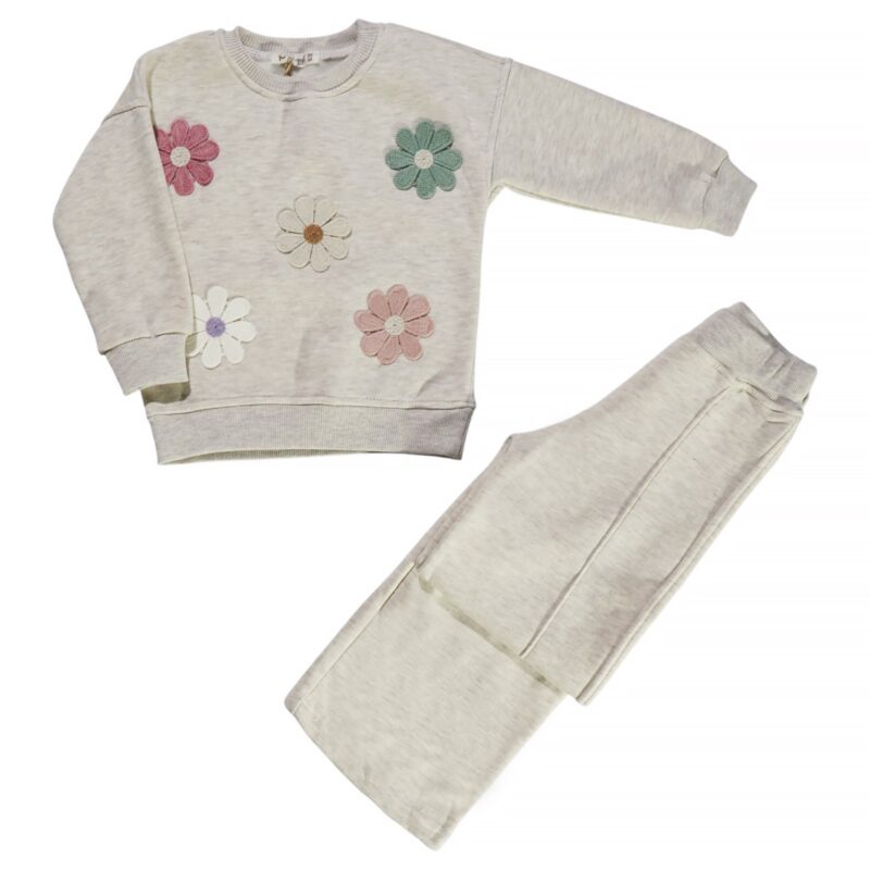 Pampal σετ φόρμας με χνούδι «Perfect Beige Flowers»