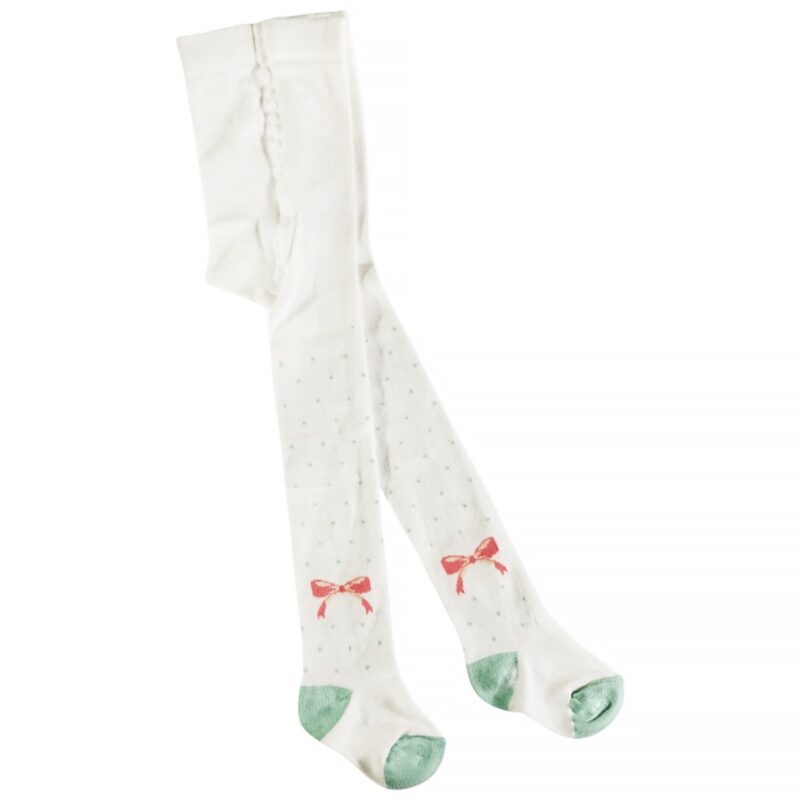 Melody Baby χοντρό καλσόν «White Perfect Bow»