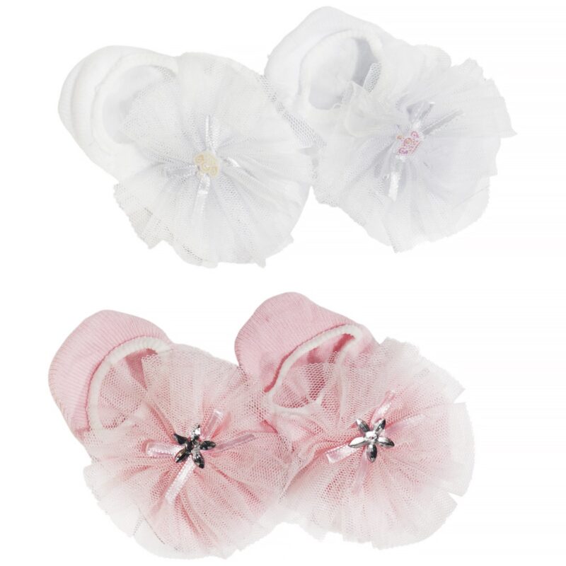 JW Baby Collection ΔΥΟ ζευγάρια βρεφικές καλτσούλες με τούλι «Festive»