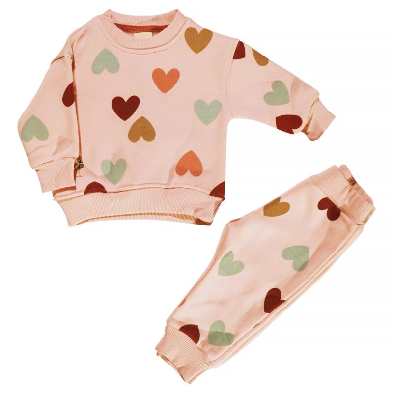 Moes βρεφικό σετ φόρμας με χνούδι «Heart Girl»