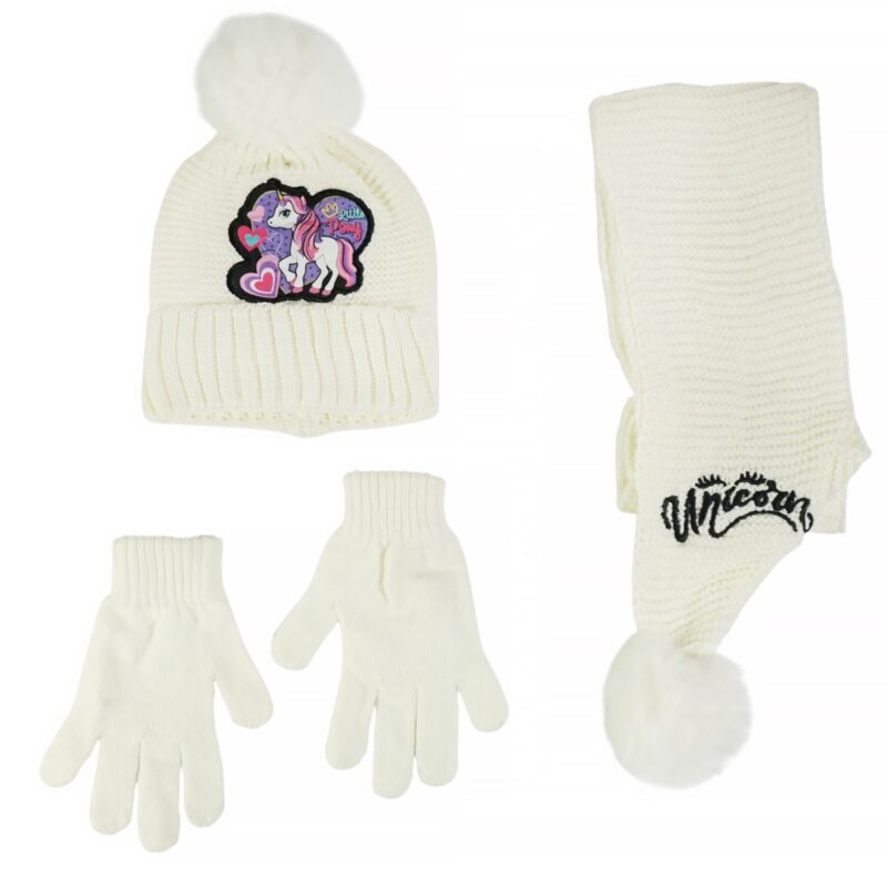 Juju πλεκτό σετ σκούφος-κασκόλ-γάντια «Unicorn Pony»