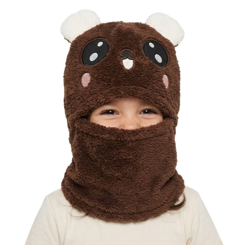 Minikep παιδικό σκουφάκι full face «Dark Brown Panda»