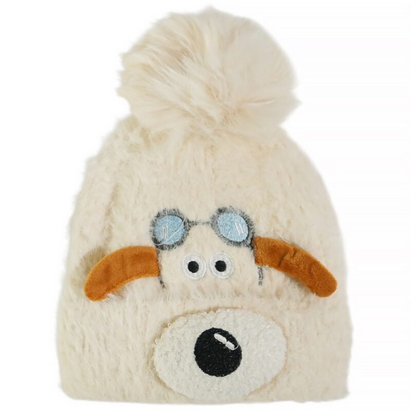 Prahar πλεκτό σκουφάκι «Ecru Doggy»