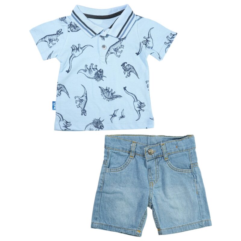 Yakup Bebe σετ μπλούζα με τζιν σορτσάκι «Dino Team»