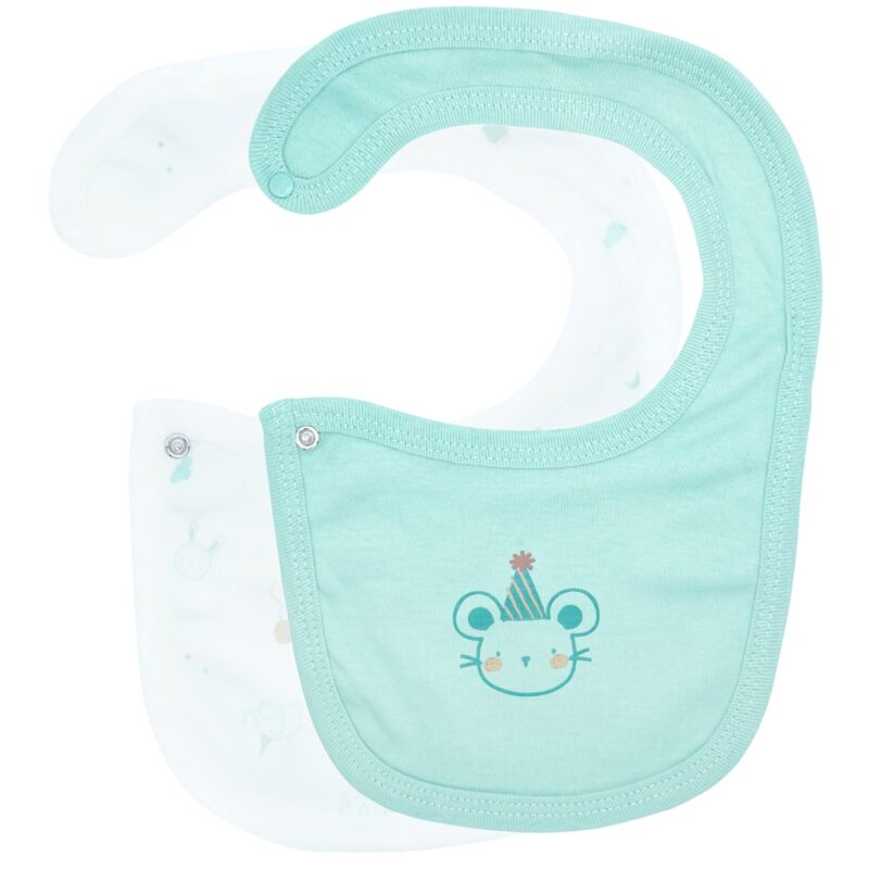 Moi Noi σετ δυο βρεφικές σαλιάρες «Birthday Animals»