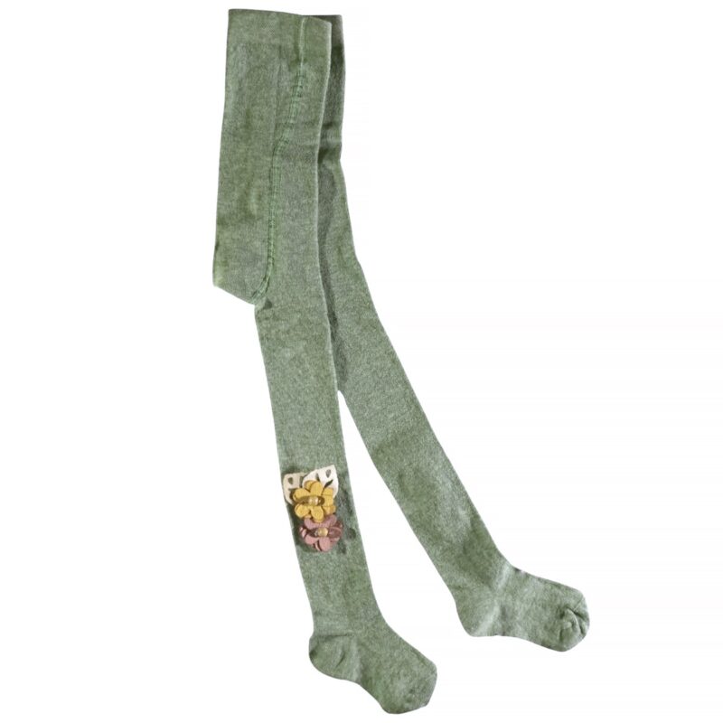 Defne Baby χοντρό καλσόν «Green Flowers»