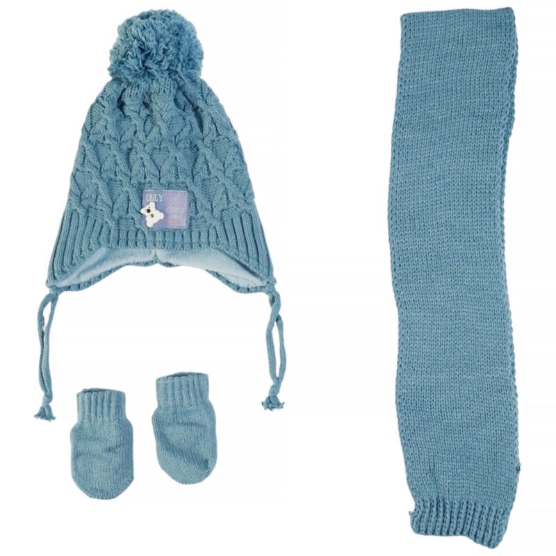 Kitti πλεκτό σετ σκούφος-κασκόλ-γάντια «Only good Vibes in Raf»