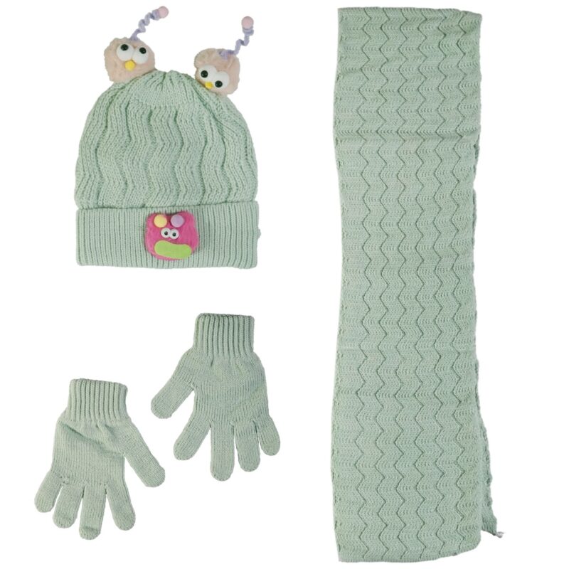 Kitti πλεκτό σετ σκούφος-κασκόλ-γάντια «Veraman Funny Face»