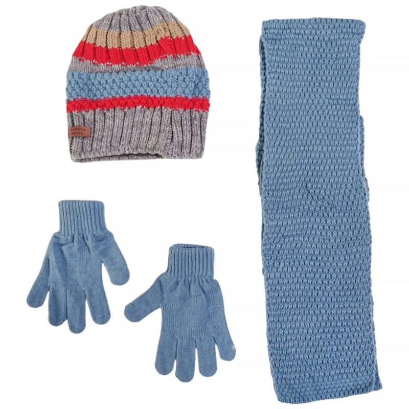 Kitti πλεκτό σετ σκούφος-κασκόλ-γάντια «Always Brave in Red»