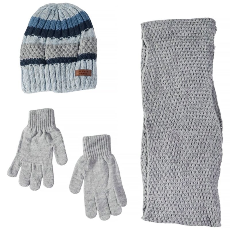 Kitti πλεκτό σετ σκούφος-κασκόλ-γάντια «Always Brave in Blue»