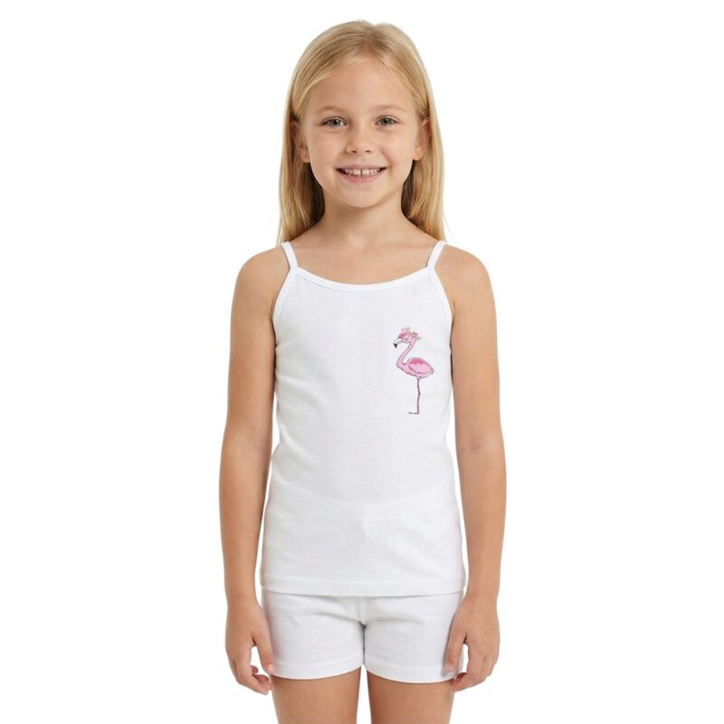 Defne Baby φανελάκι με στάμπα «Sweet White Flamingo»