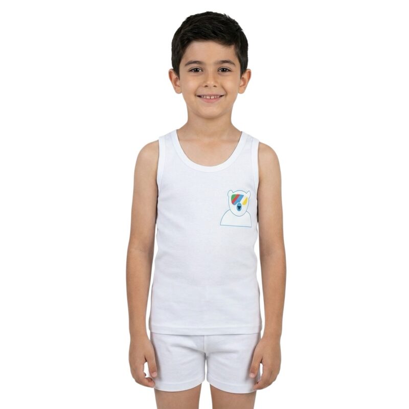 Defne Baby φανελάκι με στάμπα «White Skier Bear»