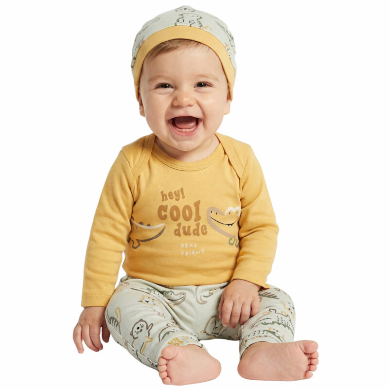 Miniworld σετ κορμάκι, παντελόνι, σκουφάκι από λεπτό ύφασμα «Hey Cool Dude»