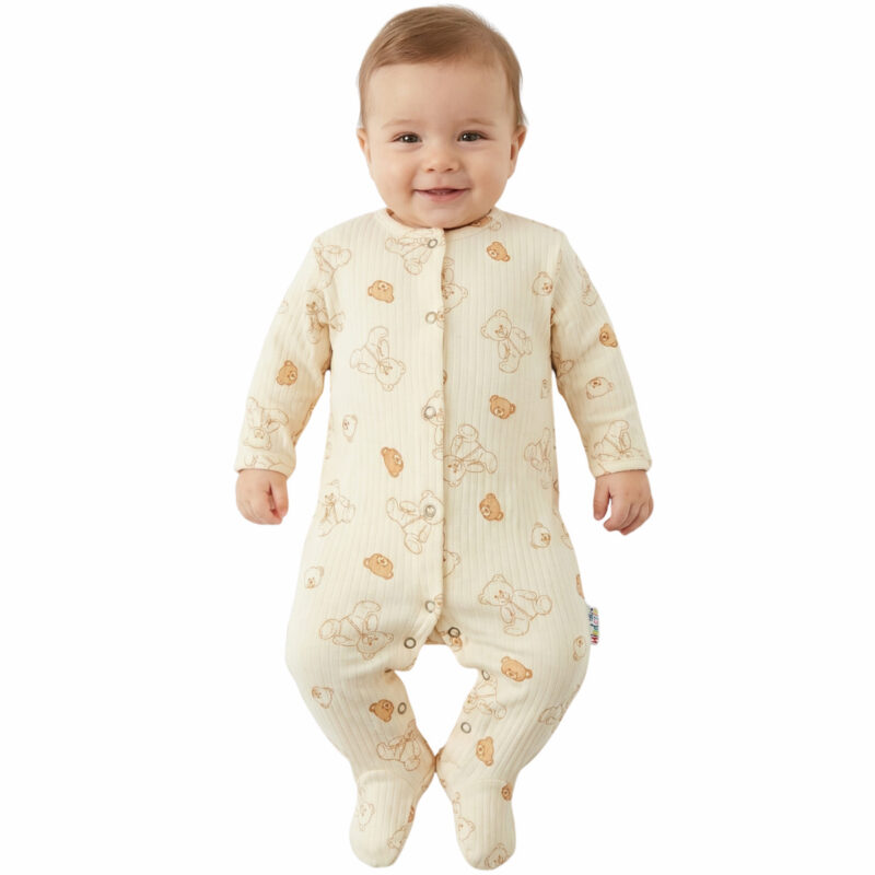 Midirik βρεφικό ολόσωμο λεπτό φορμάκι «Beige Teddies»