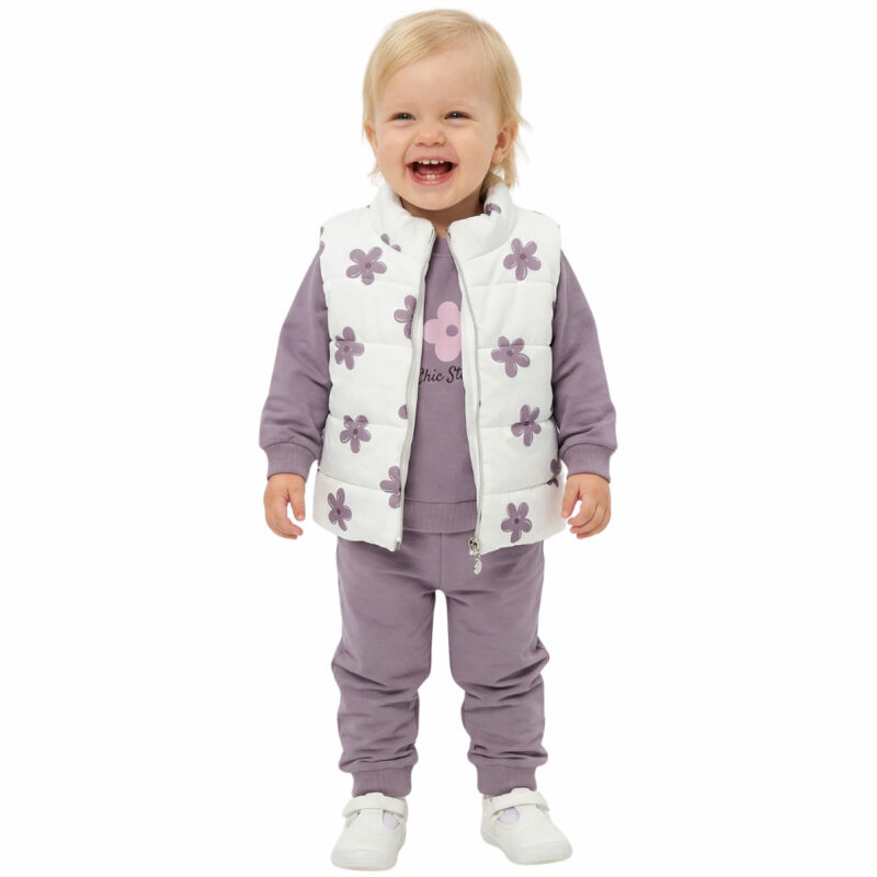 Naz Mix βρεφικό σετ τριών τεμαχίων από λεπτό ύφασμα «Purple Magic Starts Here»