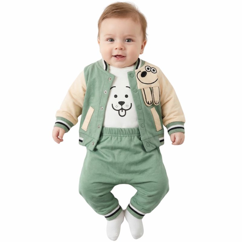 Mini Pacel βρεφικό σετάκι τριών τεμαχίων «Green Cuddles»