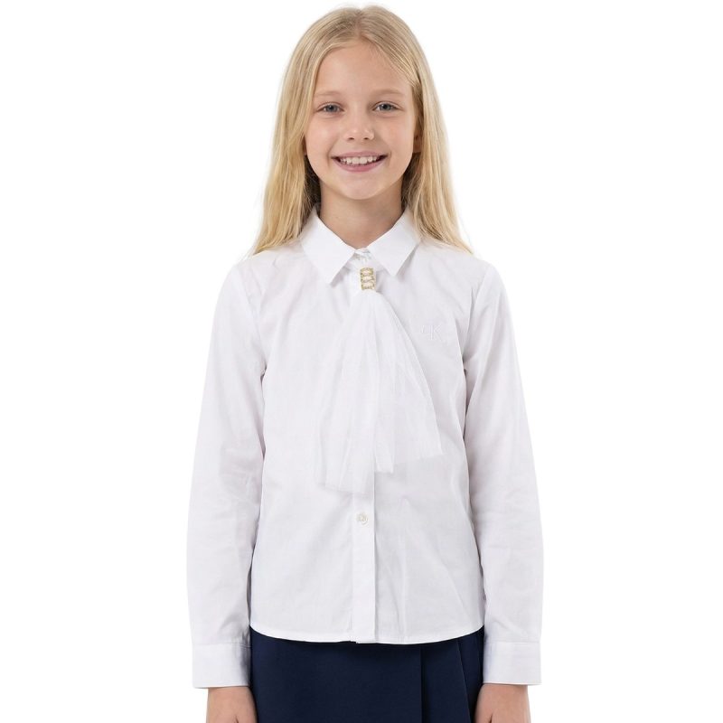 Carino Kids πουκάμισο παρέλασης και ασορτί φουλάρι από τούλι «Golden Tulle»