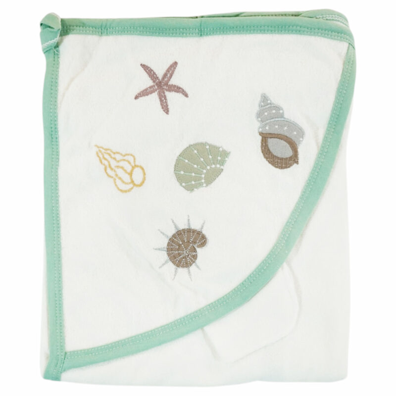 Pamuk Baby μπουρνουζοπετσέτα με πανάκι μπάνιου (0,78 m x 1,00 m) «Sea Shell Hugs»