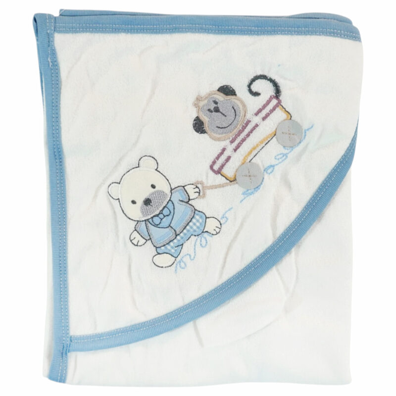 Pamuk Baby μπουρνουζοπετσέτα με πανάκι μπάνιου (0,78 m x 1,00 m) «Little Blue Friends»