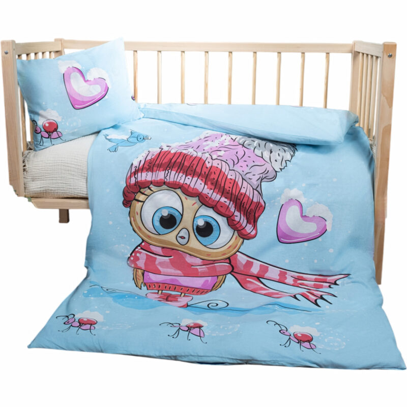 Baby One παιδική παπλωματοθήκη και μαξιλαροθήκη «Dreamy Owl»