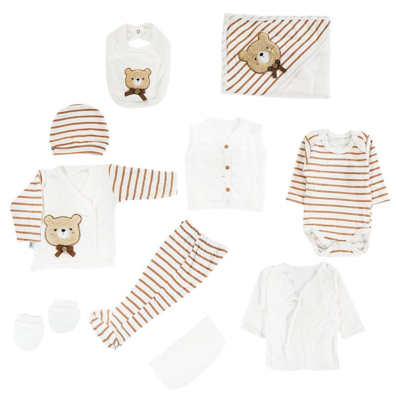 Baby Zuhu σετ δώρου για νεογέννητα δέκα τεμαχίων από λεπτό ύφασμα «Gentleman Bear»