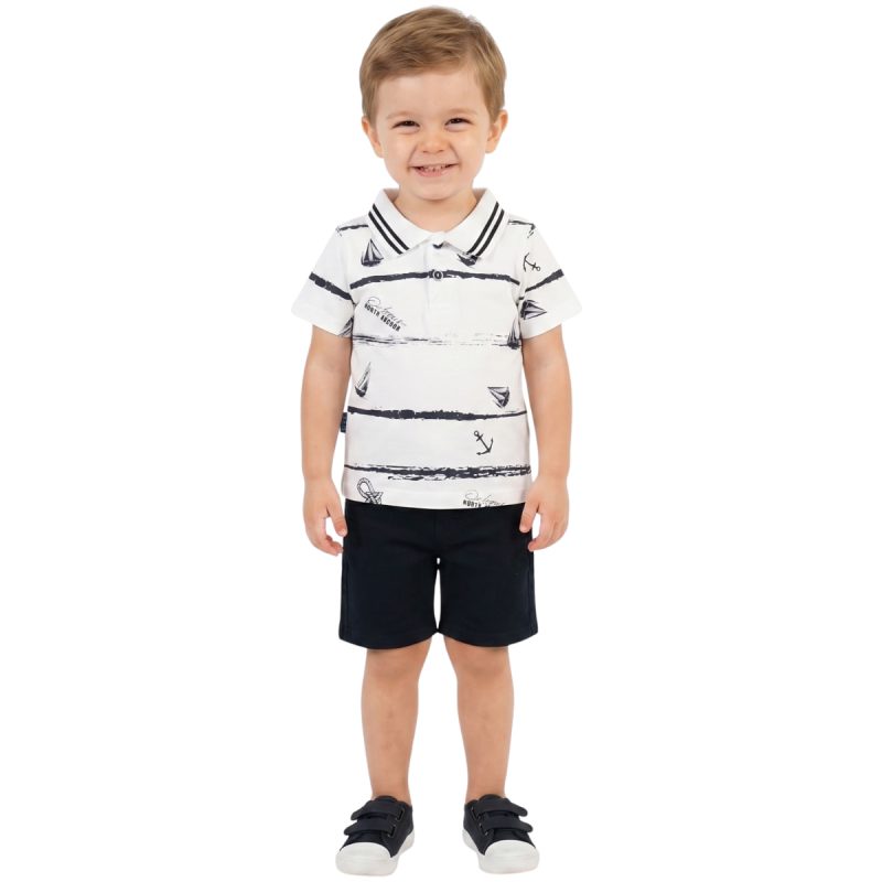 Yakup Bebe σετ πόλο μπλούζα με βερμούδα «Sail The Seas»