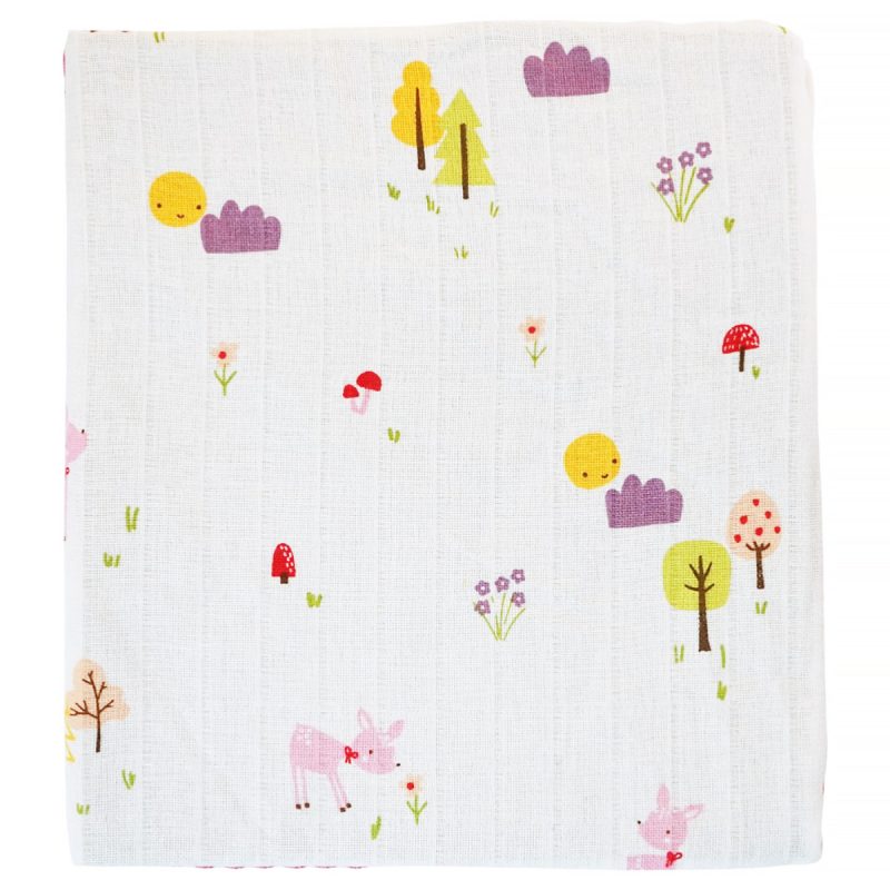 Gulunce Baby πάνα αγκαλιάς «Woodland Pink Tales» (0,86 m x 0,76 m)